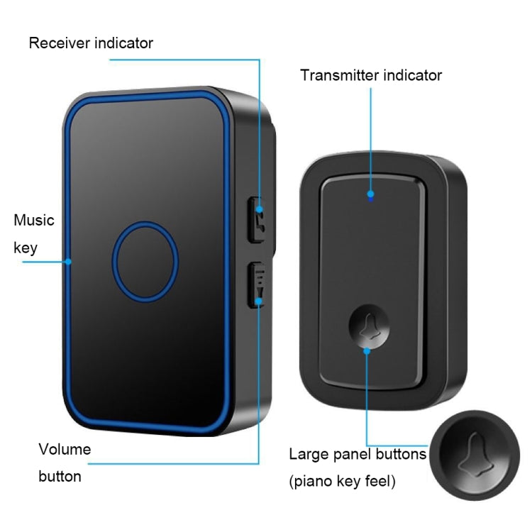 CACAZI A19 One Button Three Receivers Wireless Music Doorbell without Battery CACAZI A19 One Button Three Receivers Wireless Music Doorbell without Battery